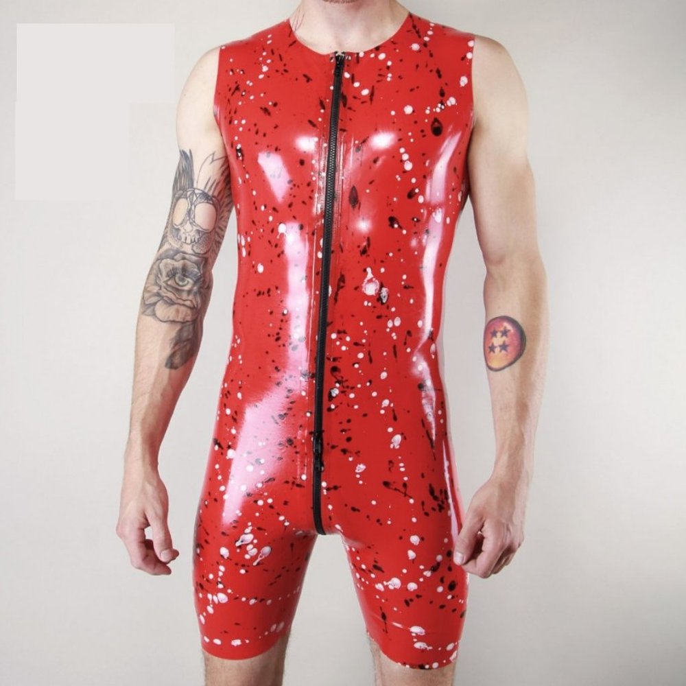 RARE Latex101 Marbled Surfsuit Red/White/Black Sz S/M/L/XL NEW